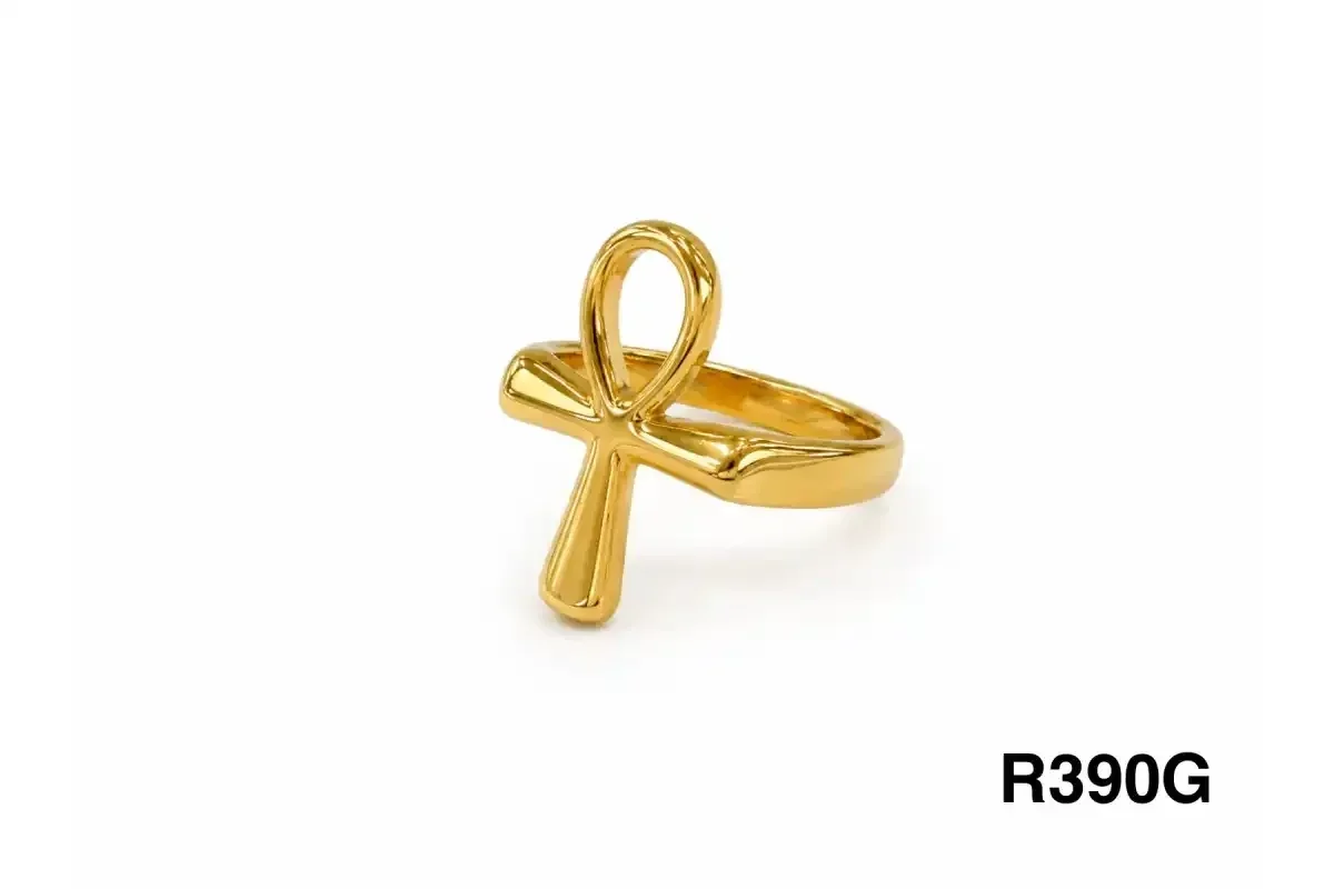RING STAINLESS STEEL GOLD R390G
