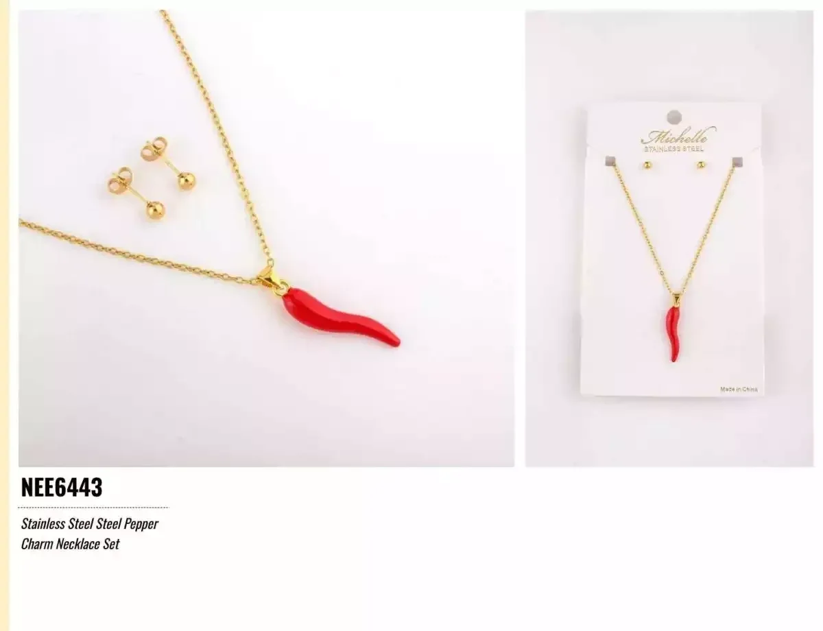 NECKLACE SET STAINLESS STEEL GOLD 6443