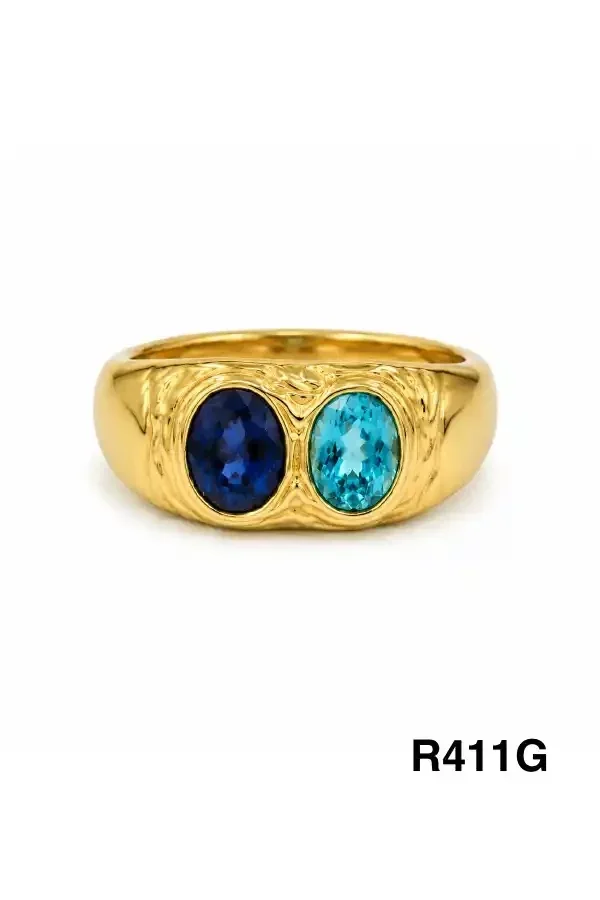 RING STAINLESS STEEL GOLD R411G