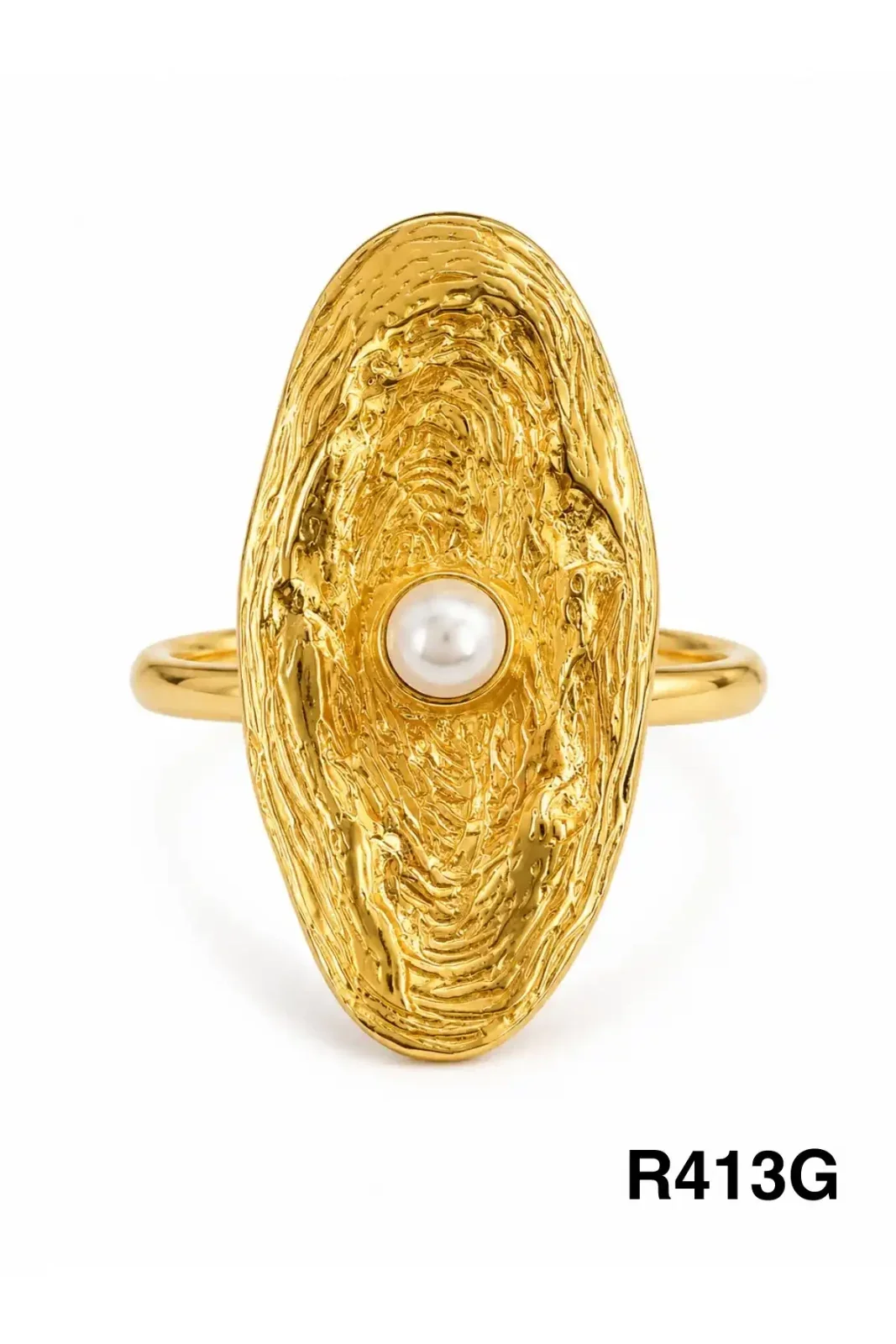 RING STAINLESS STEEL GOLD R413G