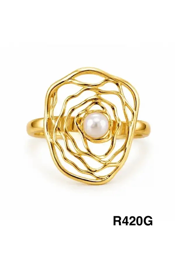 RING STAINLESS STEEL GOLD R420G