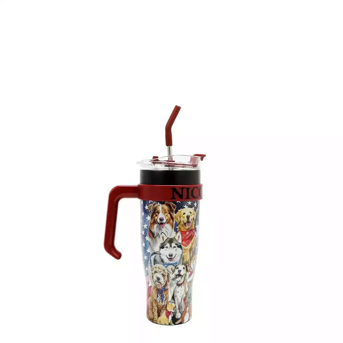 NICOLE LEE 24 OZ STUDDED TUMBLER WITH STRAW T7619 BEST SMILE