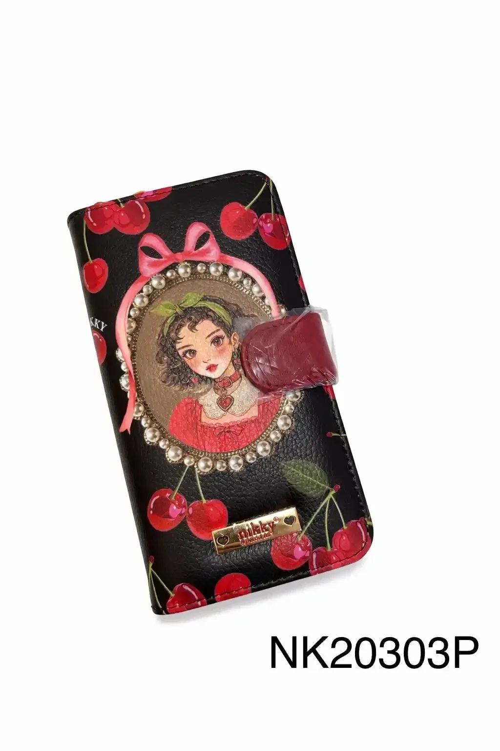 NIKKY PHONE CASE WALLET NK20303P CHERRY LIPS BLACK