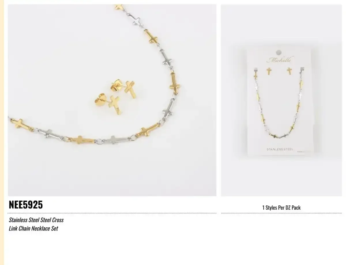 NECKLACE SET STAINLESS STEEL GOLD / SILVER 5925