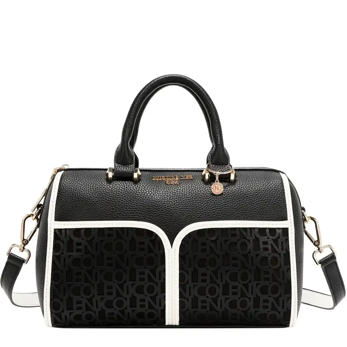 CARTERA NICOLE LEE MONOGRAM BOSTON BAG LSR17741 BLACK