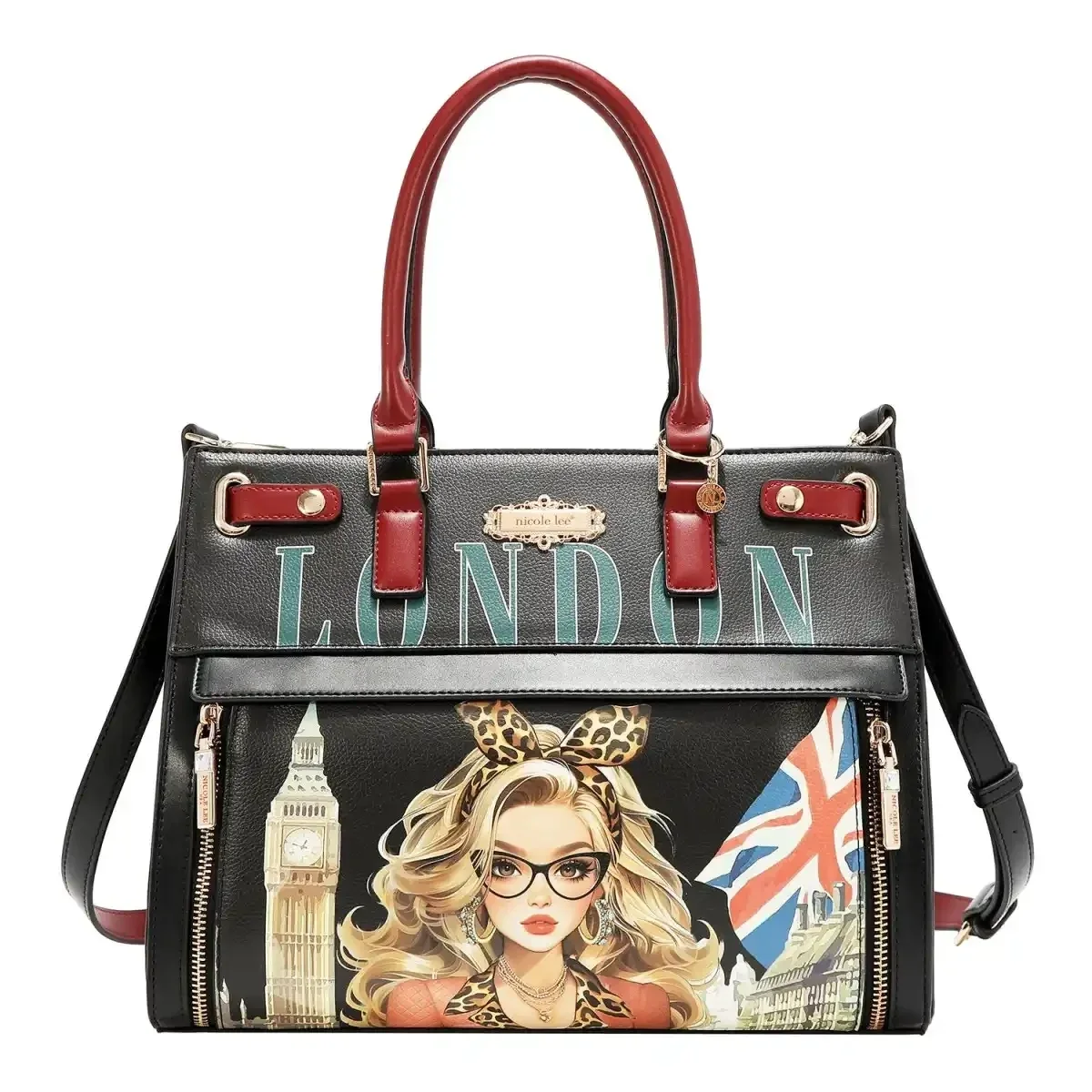 CARTERA NICOLE LEE FASHION INSULATED LUNCH HANDBAG LUN17754 LONDO EYE BLACK