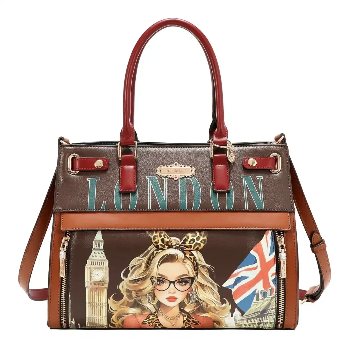 CARTERA NICOLE LEE FASHION INSULATED LUNCH HANDBAG LUN17754 LONDO EYE BROWN