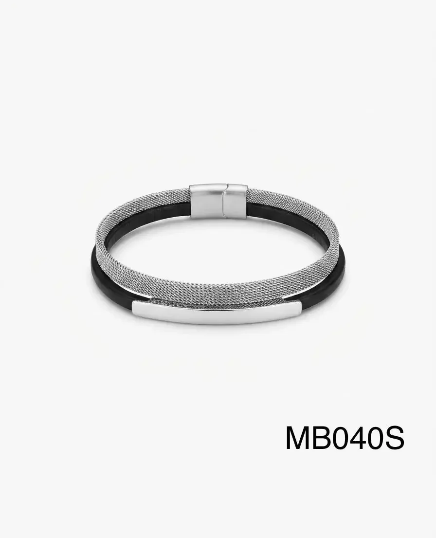 STAINLESS STEEL BRAZALETE MEN MB040 SILVER