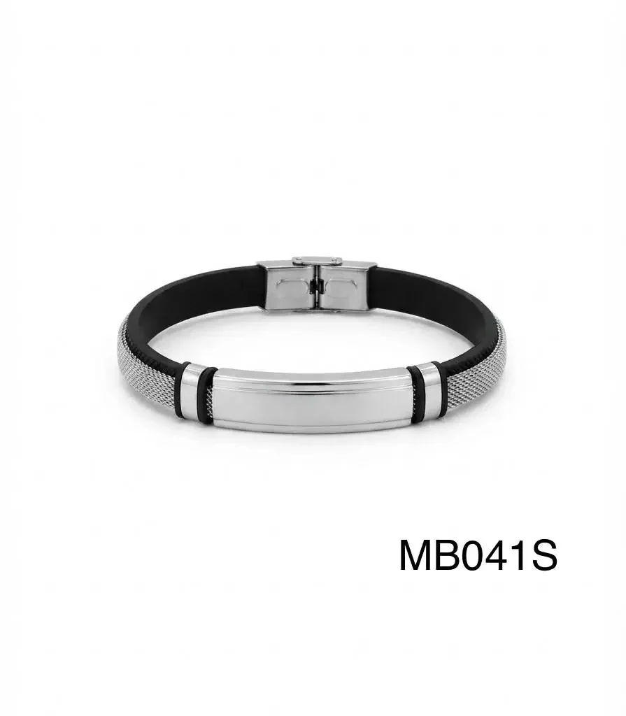 STAINLESS STEEL BRAZALETE MEN MB041 SILVER