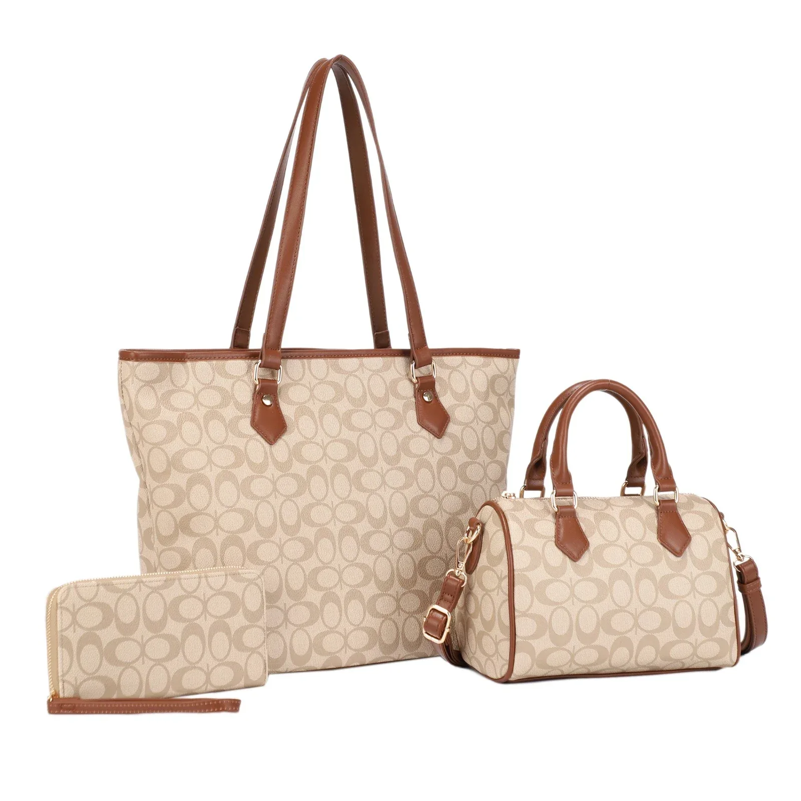 CARTERA FASHION SET 3PCS 31959 TAUPE / CONGNAC
