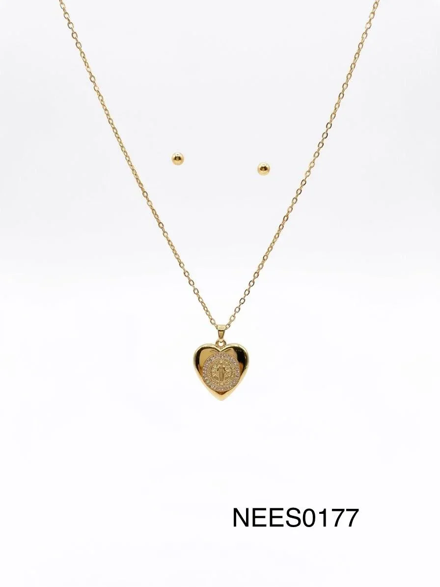 NECKLACE SET STAINLESS STEEL GOLD NEES0177