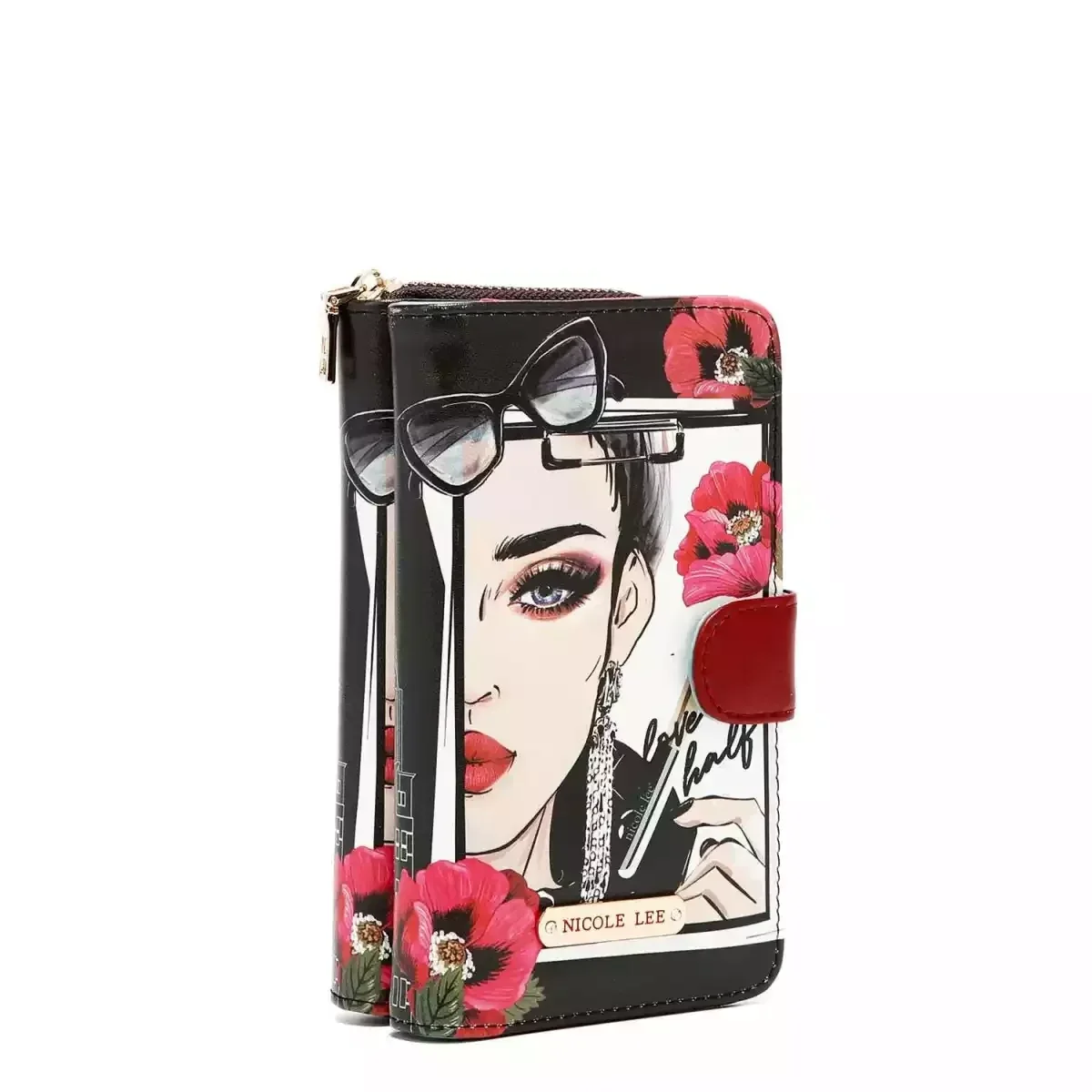 NICOLE LEE PHONE CASE CROSSBODY WALLET 7301 LOVE ME HALF