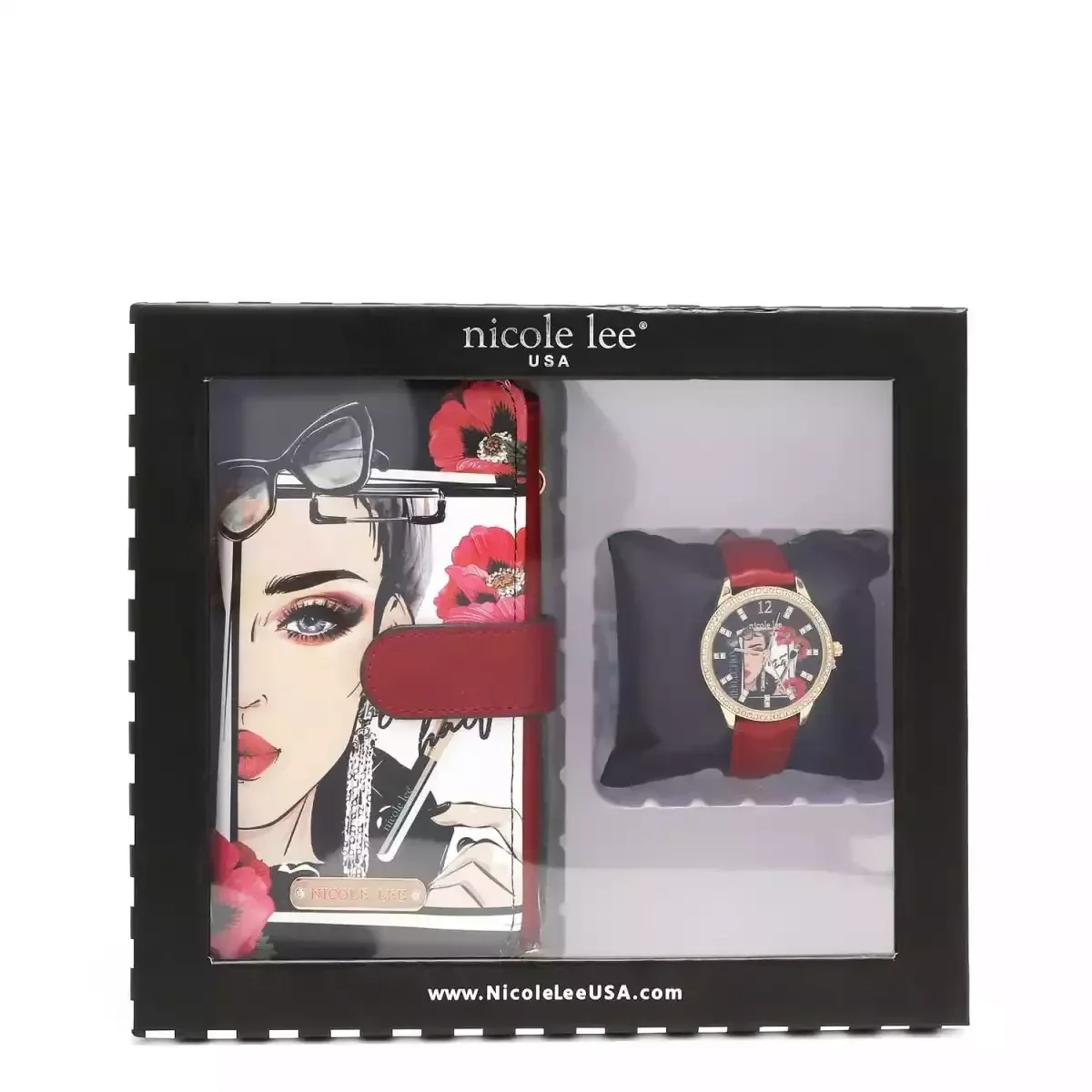 NICOLE LEE SET BOX WATCH PHONE CASE CROSSBODY WALLET 7320 LOVE ME HALF