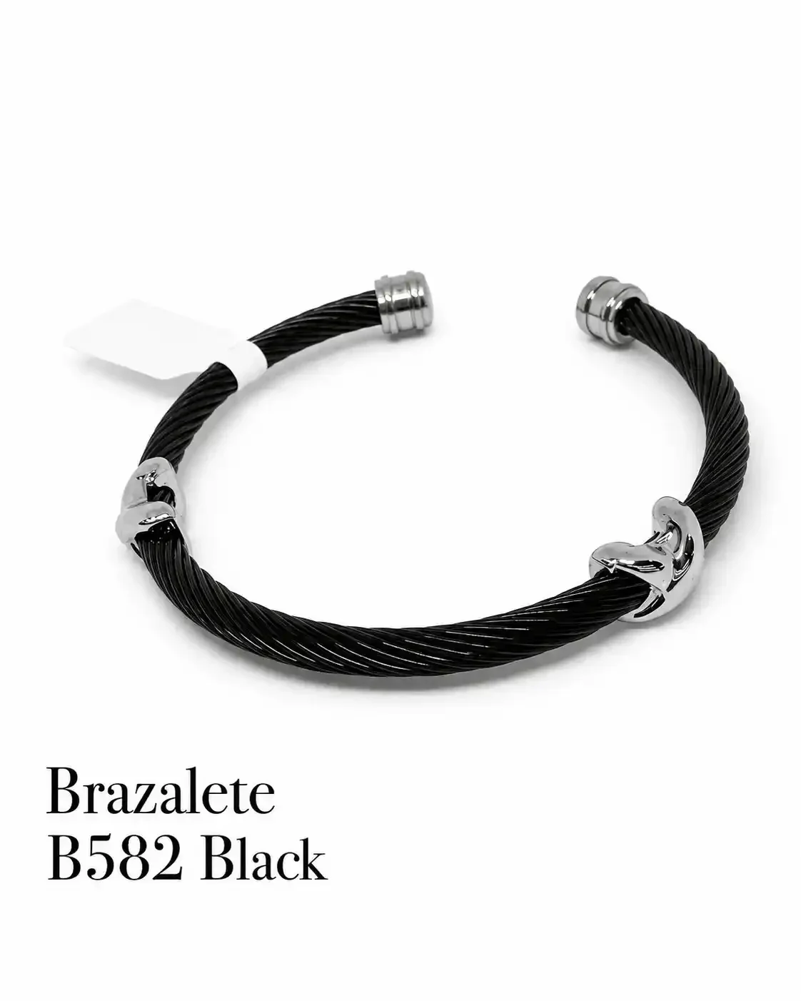 STAINLESS STEEL BRAZALETE B582 SILVER/  BLACK