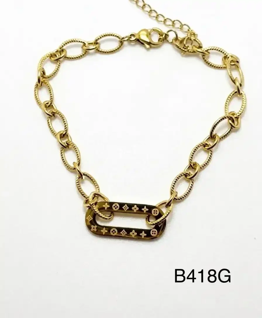 STAINLESS STEEL BRAZALETE GOLD B418