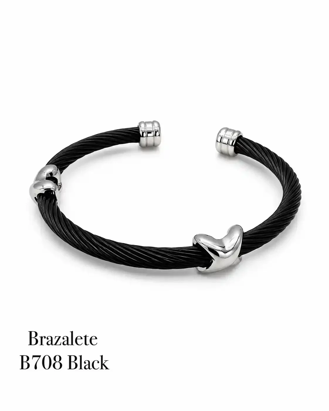 STAINLESS STEEL BRAZALETE B708 SILVER / BLACK