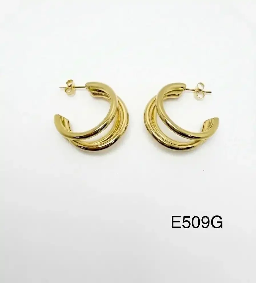 STAINLESS STEEL EARRINGS GOLD E509