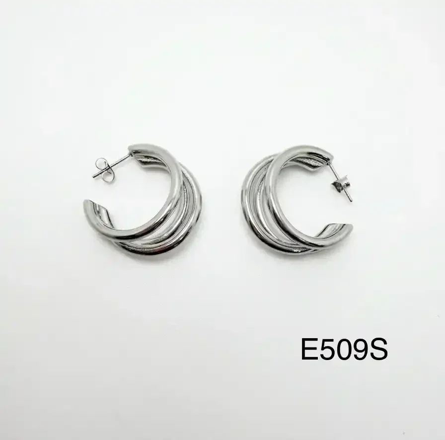 STAINLESS STEEL EARRINGS E509 SILVER