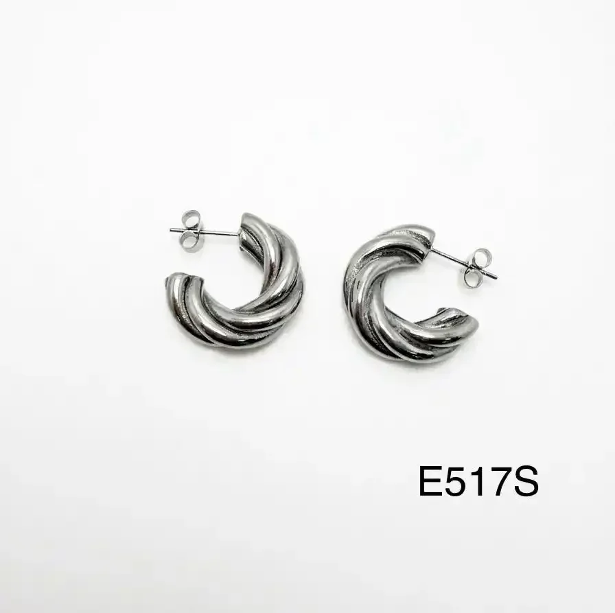 STAINLESS STEEL EARRINGS SILVER E517