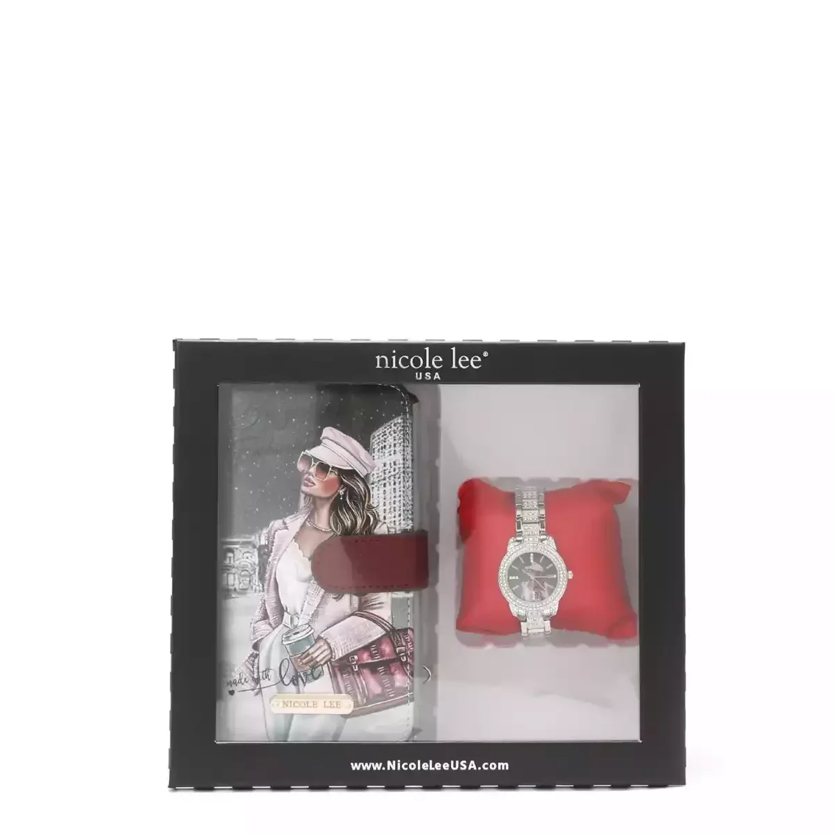 NICOLE LEE SET BOX WATCH PHONE CASE CROSSBODY WALLET 7320 SARA IS SOFT BUT STRONG