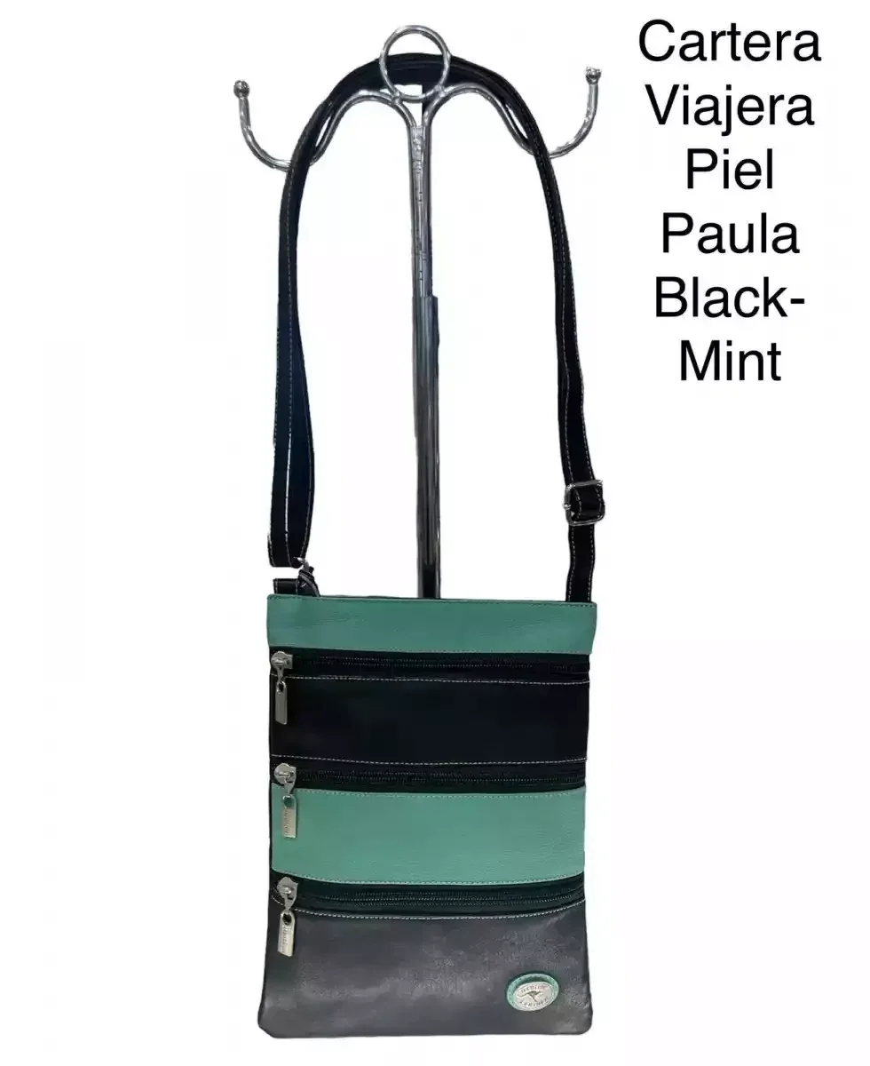CARTERA VIAJERA PIEL PAULA BLACK MINT