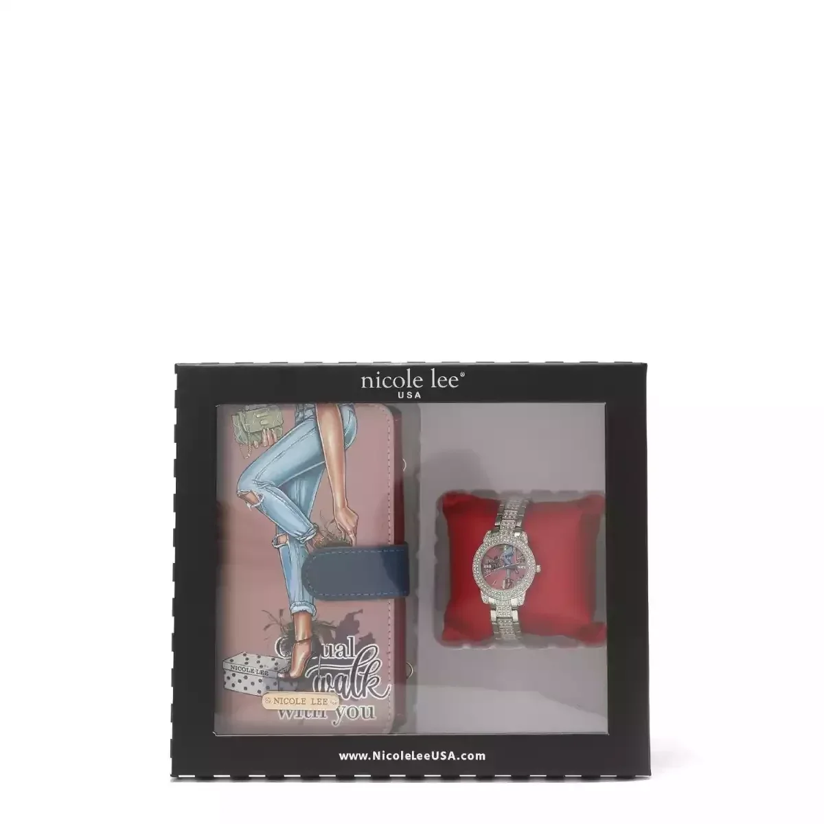 NICOLE LEE SET BOX WATCH PHONE CASE CROSSBODY WALLET 7320 CASUAL WALK