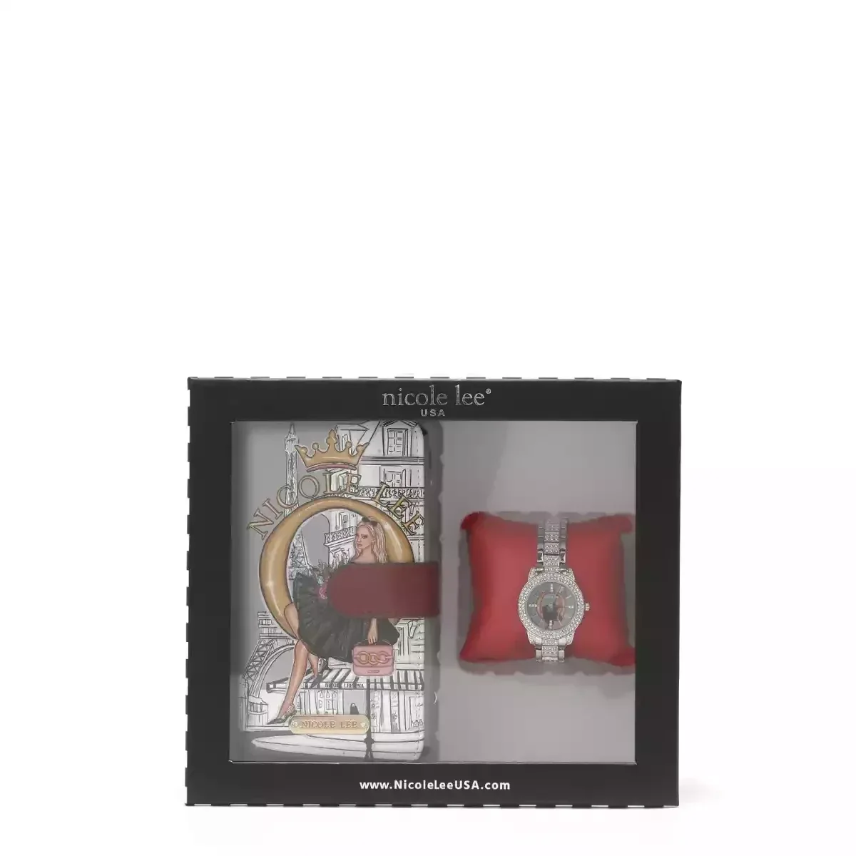 NICOLE LEE SET BOX WATCH PHONE CASE CROSSBODY WALLET 7320 DREAMING THE CITY