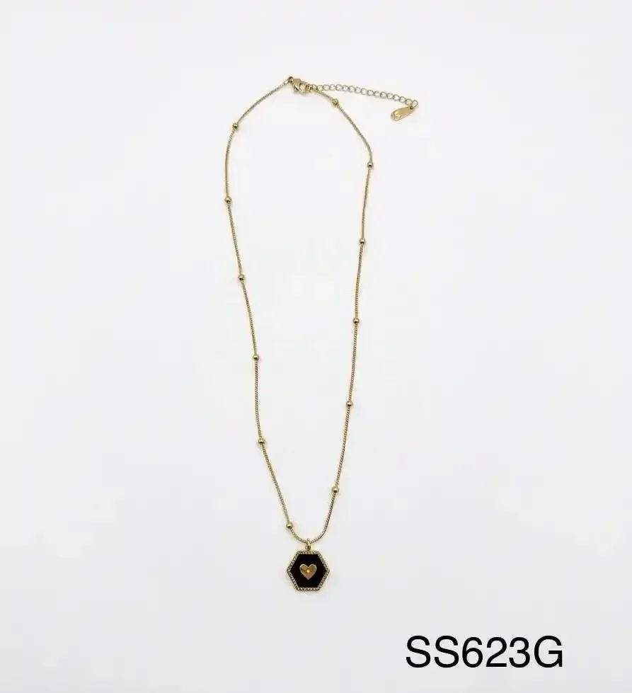 SET COLLAR STAINLESS STEEL GOLD SS623