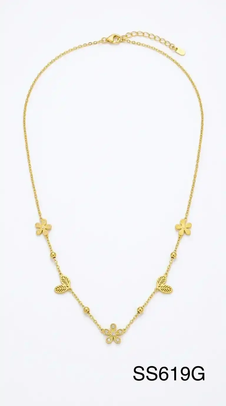 SET COLLAR STAINLESS STEEL GOLD SS619