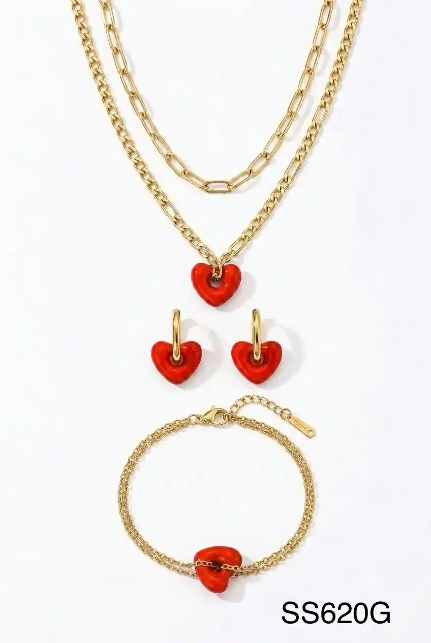 SET COLLAR STAINLESS STEEL GOLD SS620