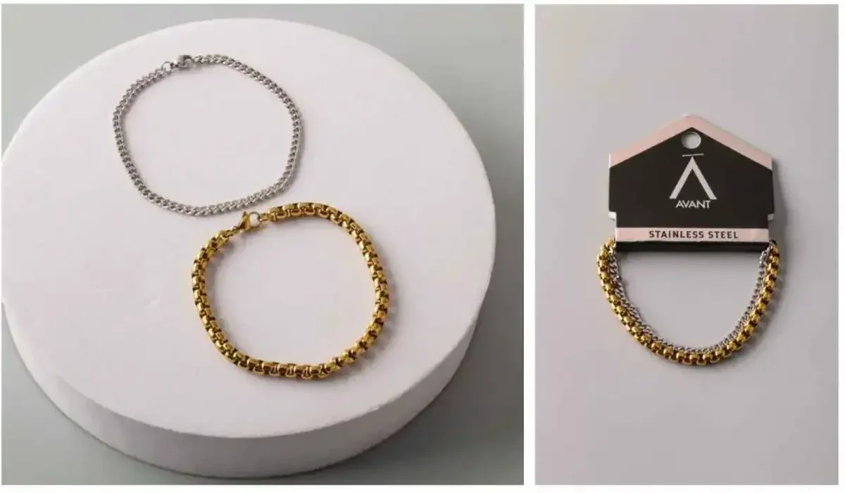 BRAZALETE STAINLESS STEEL GOLD/ SILVER  BLES0013