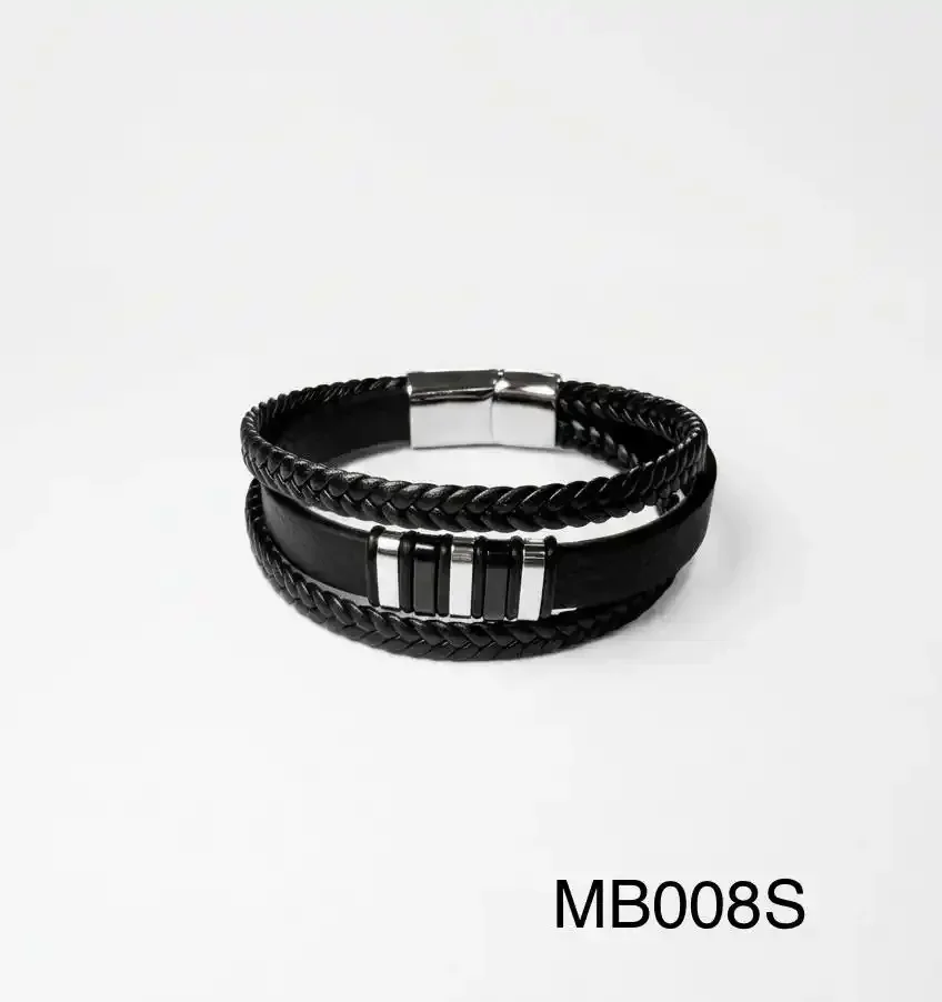 STAINLESS STEEL BRAZALETE MEN MB008 SILVER