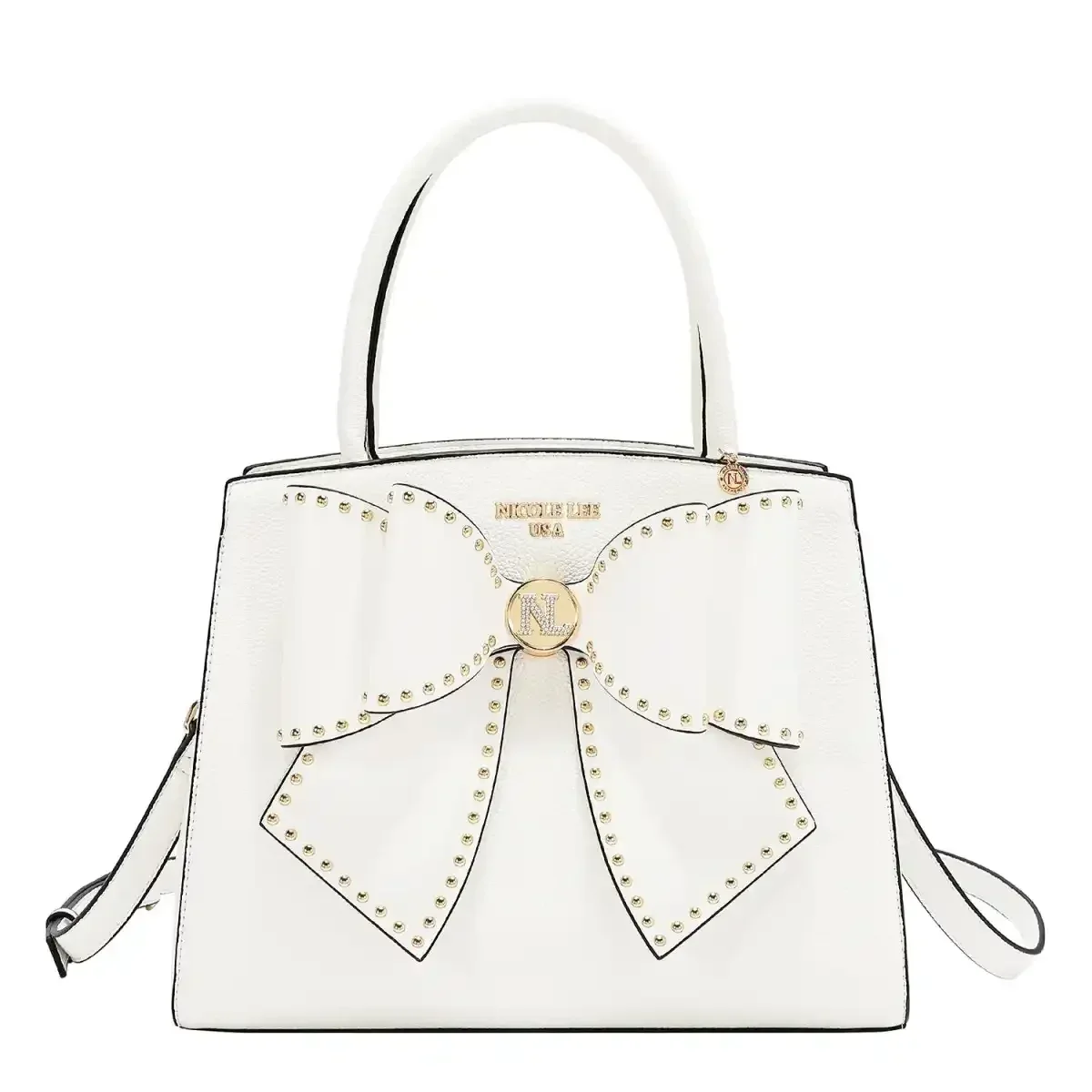 CARTERA NICOLE LEE STUDDED BOW SATCHEL BAG P17623 WHITE