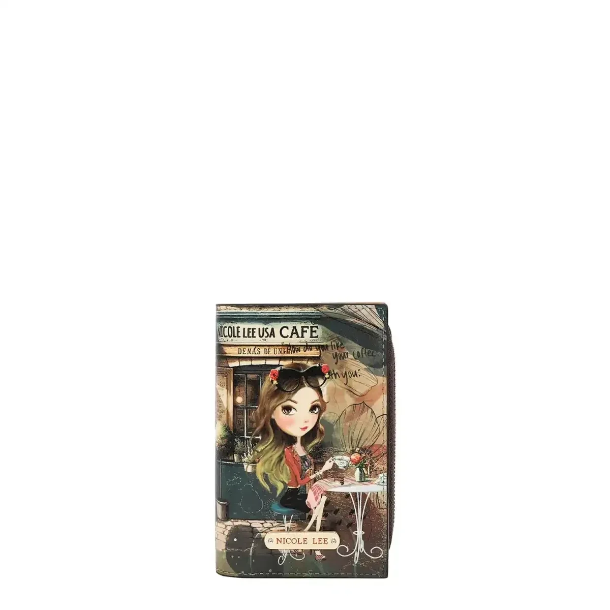 NICOLE LEE BIFOLD CENTER ZIP WALLET PRT7702 VIRTUAL FRIEND
