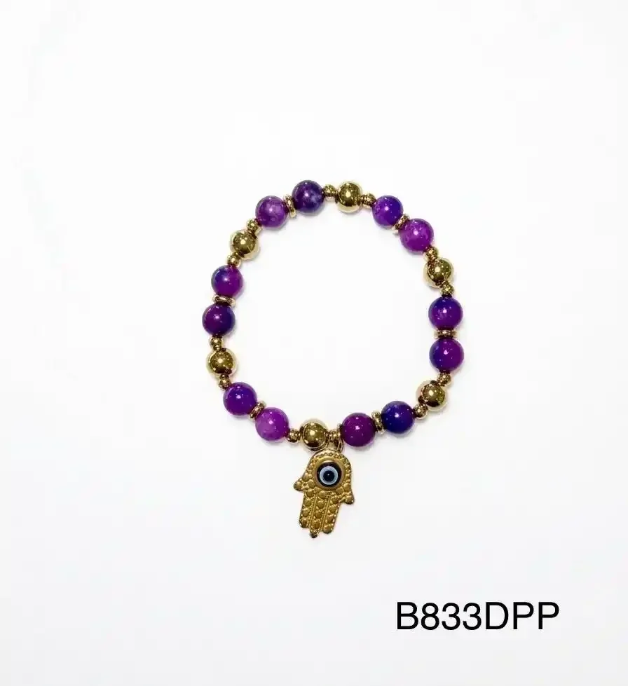 STAINLESS STEEL BRAZALETE B833 GOLD/ DARK PURPLE