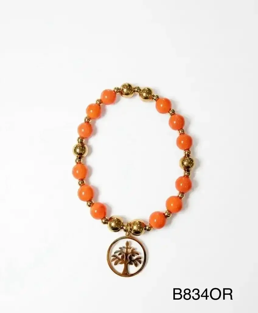 STAINLESS STEEL BRAZALETE B834 GOLD/ ORANGE