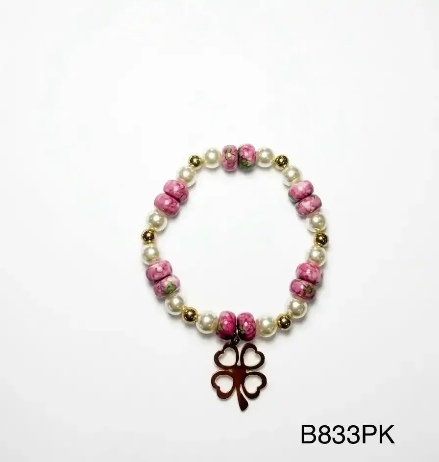 STAINLESS STEEL BRAZALETE B833 GOLD/ PINK