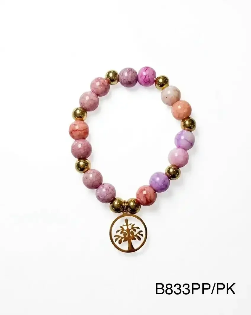 STAINLESS STEEL BRAZALETE B833 GOLD/ PINK/ PURPLE