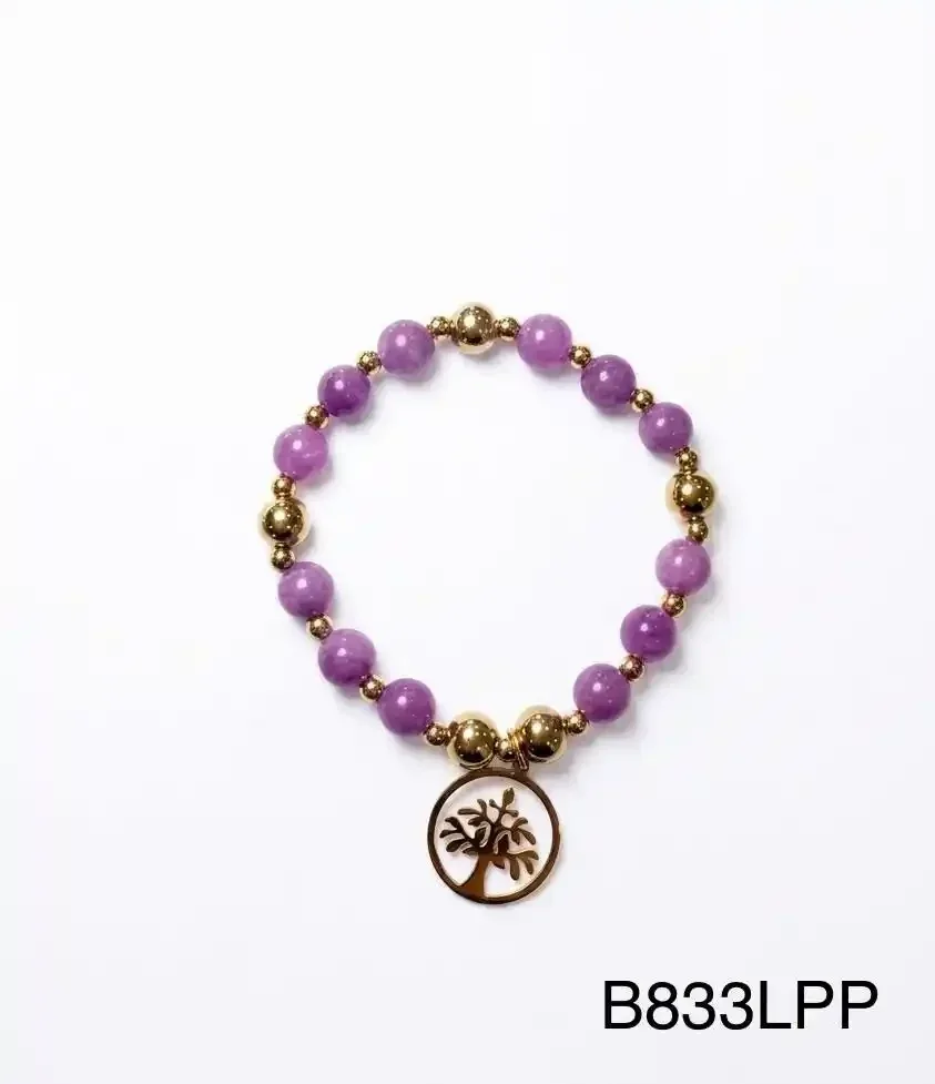 STAINLESS STEEL BRAZALETE B833 GOLD/ LIGHT PURPLE