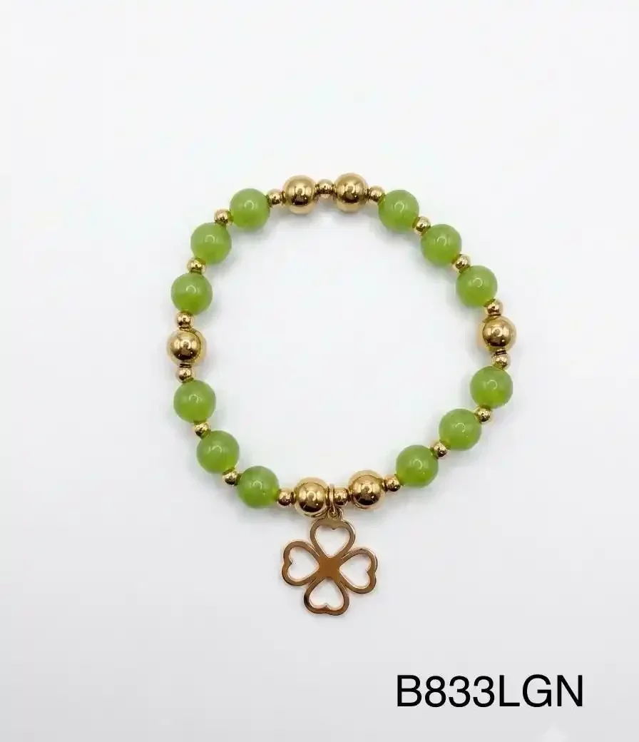 STAINLESS STEEL BRAZALETE B833 GOLD/ LIGHT GREEN
