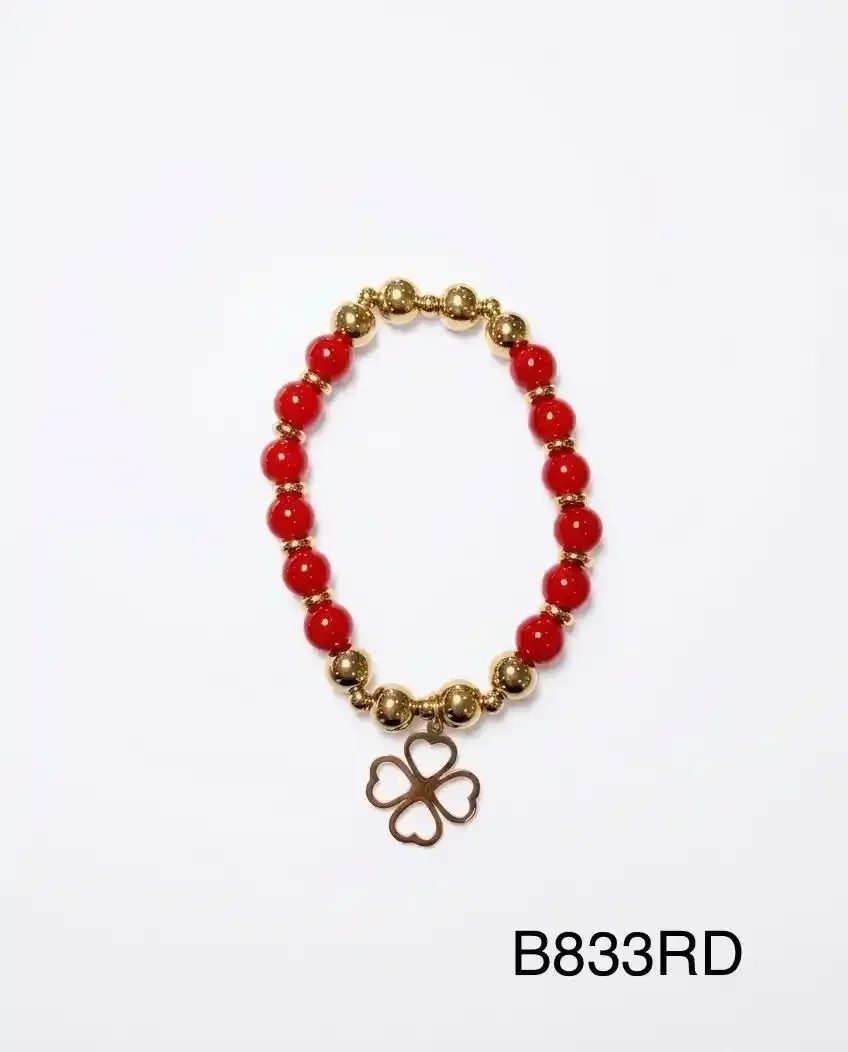 STAINLESS STEEL BRAZALETE B833 GOLD/ RED