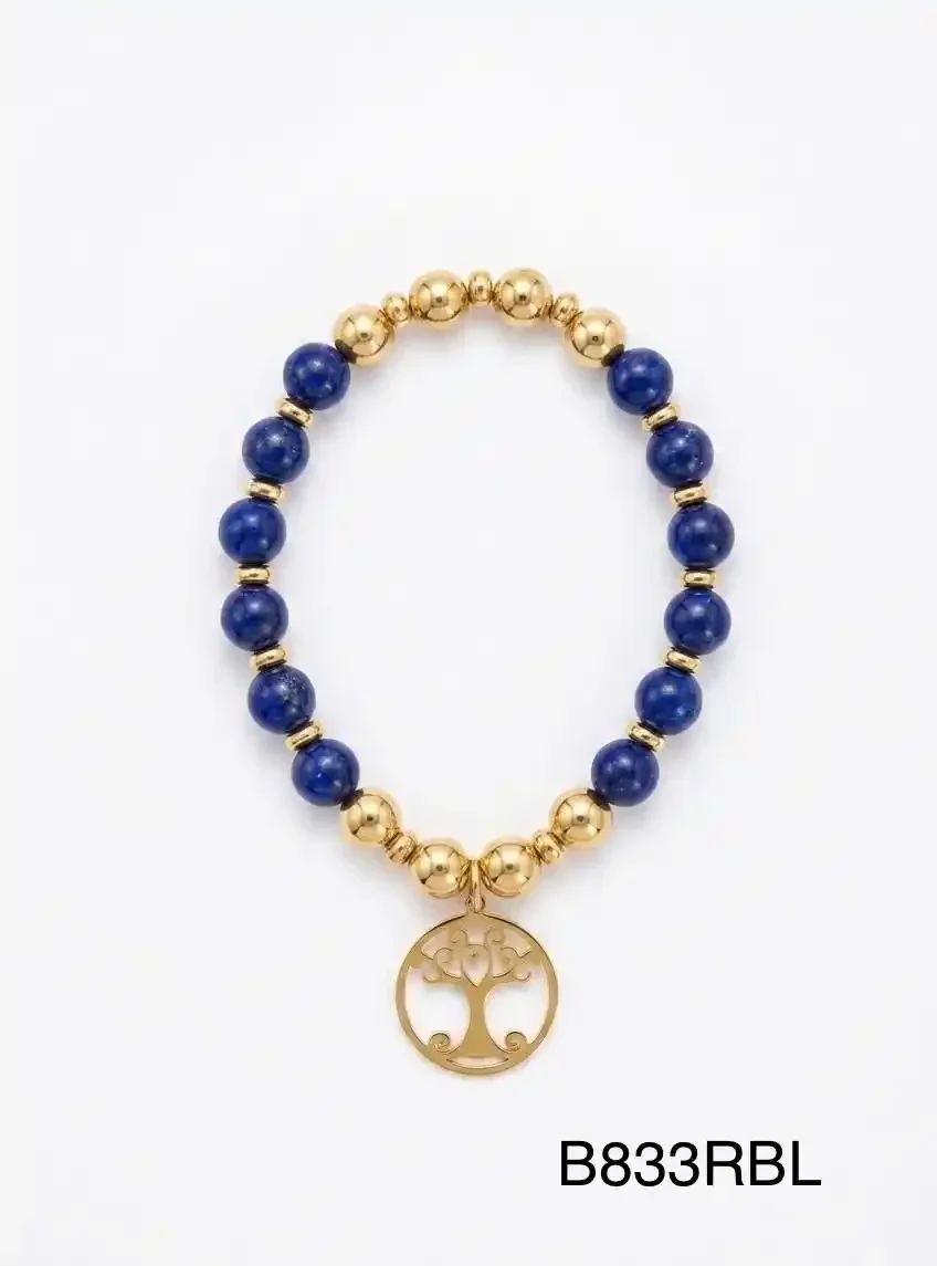 STAINLESS STEEL BRAZALETE B833 GOLD/ ROYAL BLUE