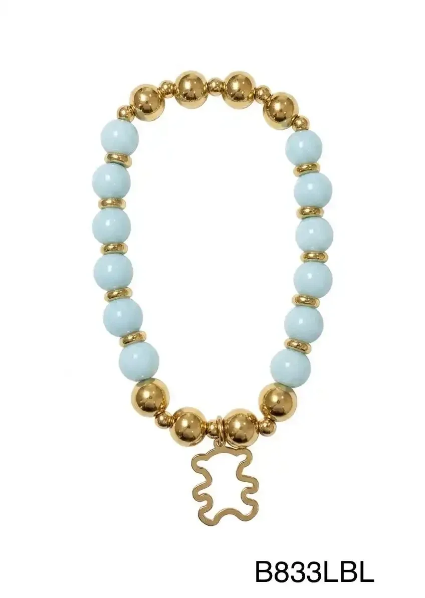 STAINLESS STEEL BRAZALETE B833 GOLD/ LIGHT BLUE