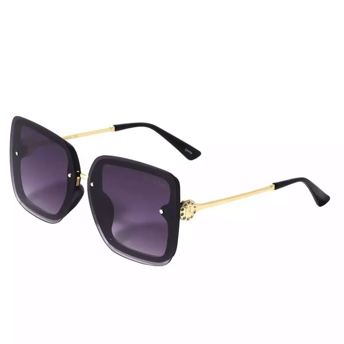 NICOLE LEE SLIM RECTANGLE SUNGLASSES SUN7522 BLACK