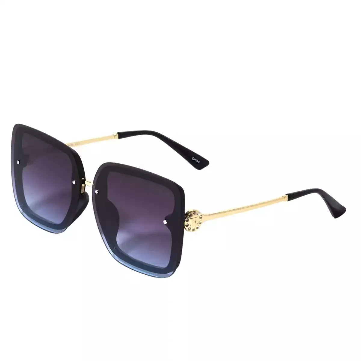 NICOLE LEE SLIM RECTANGLE SUNGLASSES SUN7522 SMOKE BLUE