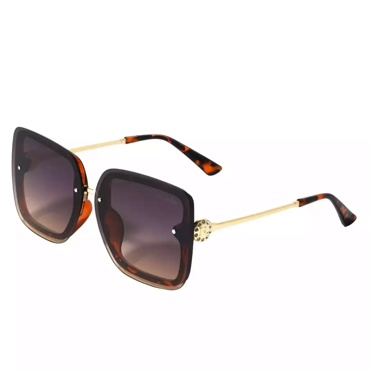 NICOLE LEE SLIM RECTANGLE SUNGLASSES SUN7522 LEOPARD