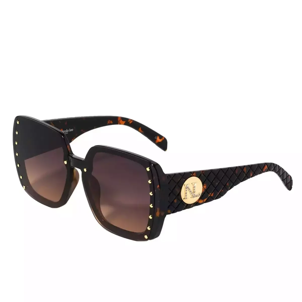 NICOLE LEE STUDDED SUNGLASSES SUN7526 LEOPARD