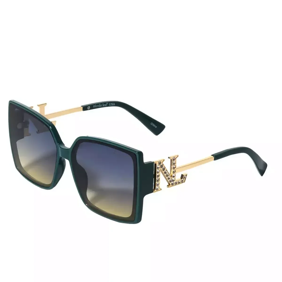 NICOLE LEE SQUARE SUNGLASSES SUN7528 GREEN