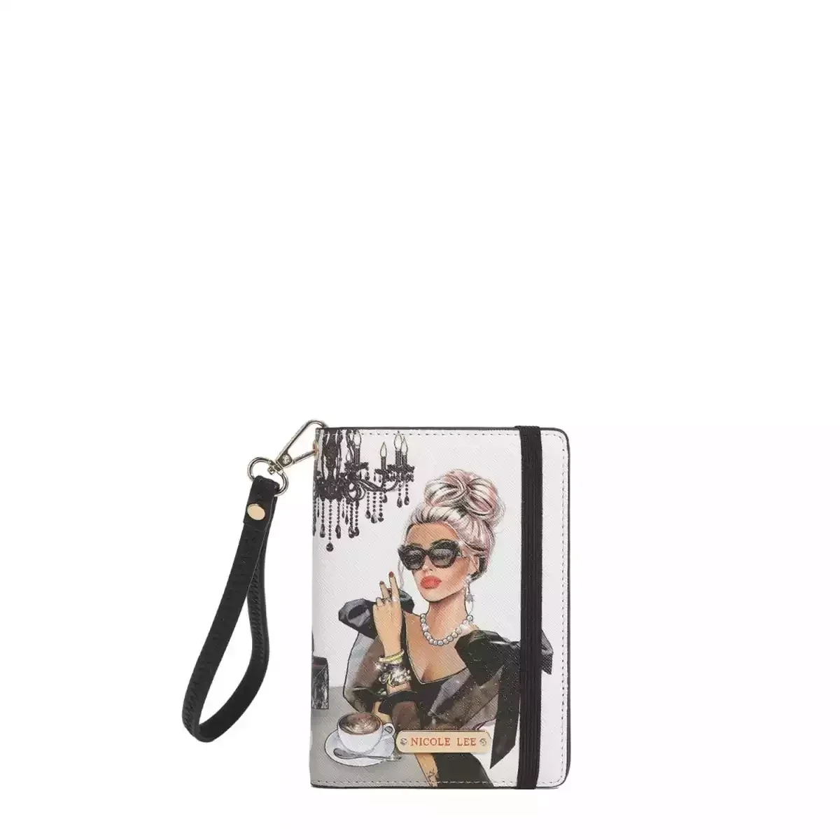 WALLET NICOLE LEE PASSPORT WALLET WRISTLET PRT7518 LADY IN BLACK