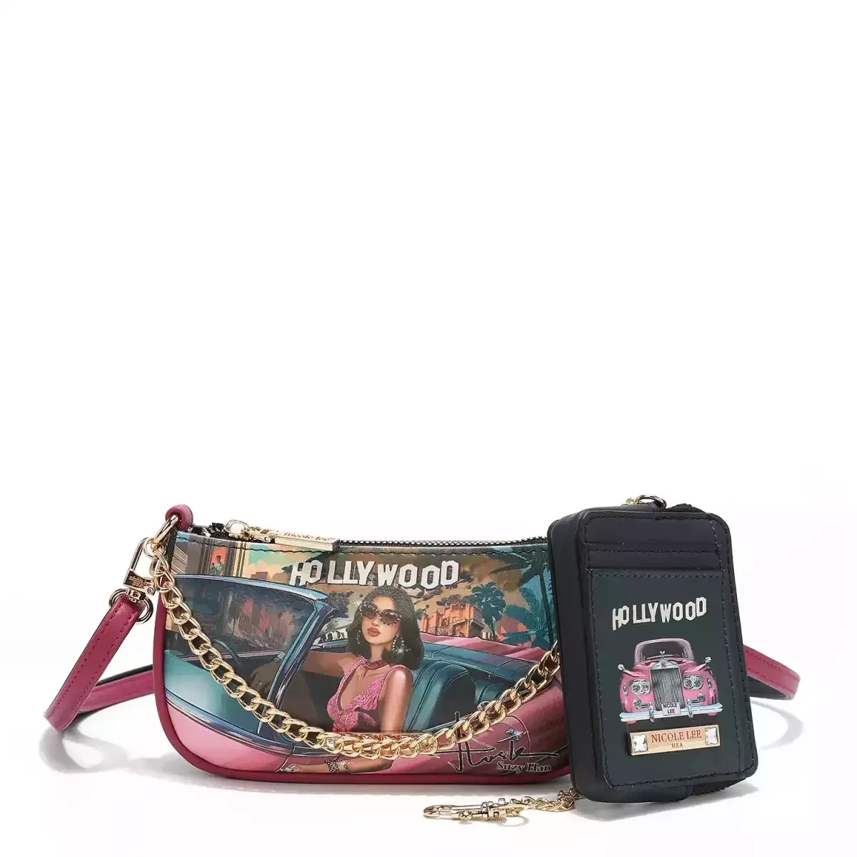 CARTERA NICOLE LEE 2 PIECE CROSSBODY / WALLET GSET17119 HOLLYWOOD DRIVE